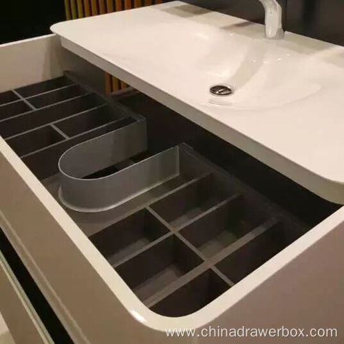 curved undersink connector drawer box cabinet system